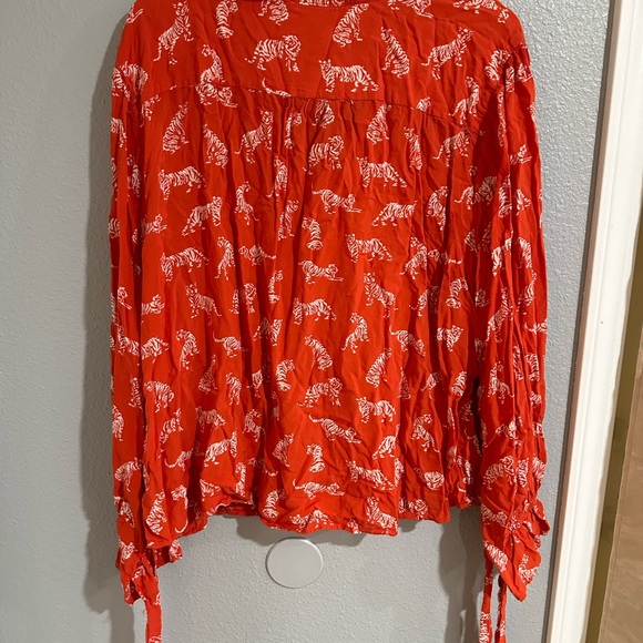 Anthropologie Margareth jeane tiger print o wrist tie  blouse sz 26 - Picture 4 of 4